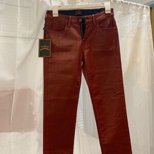 NWT Vivienne Westwood leather-like red coated slim jeans